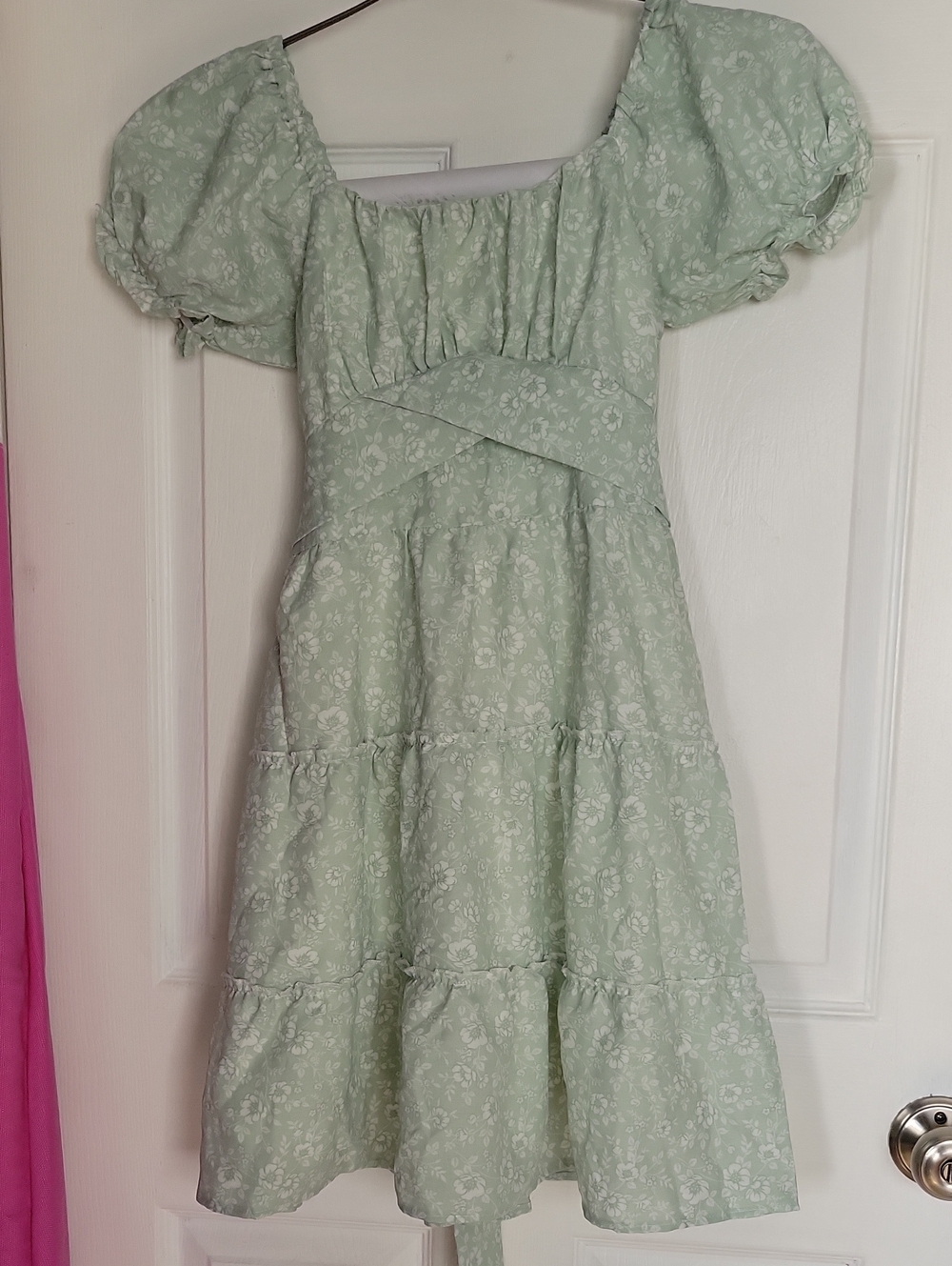 Mint green floral dress